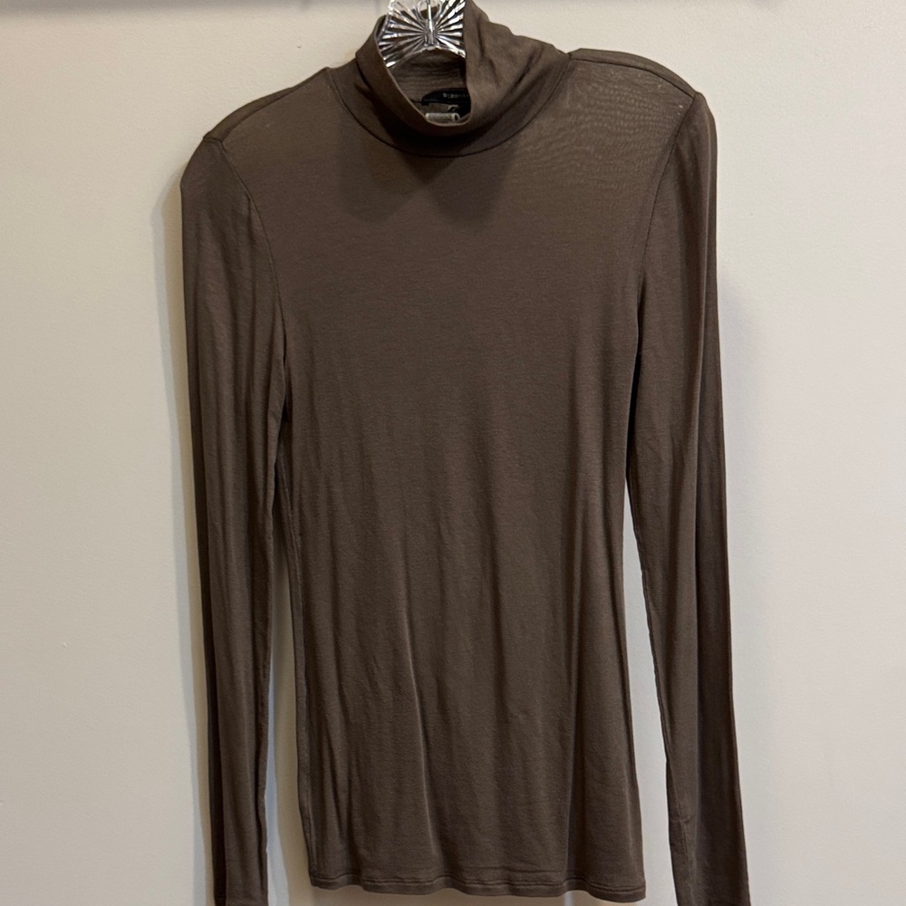 BCBGMaxAzria Chocolate Long Sleeve Turtleneck